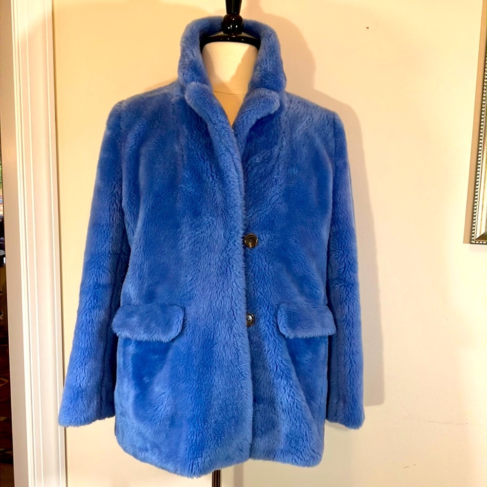 J. Crew women's faux fur jacket sz L